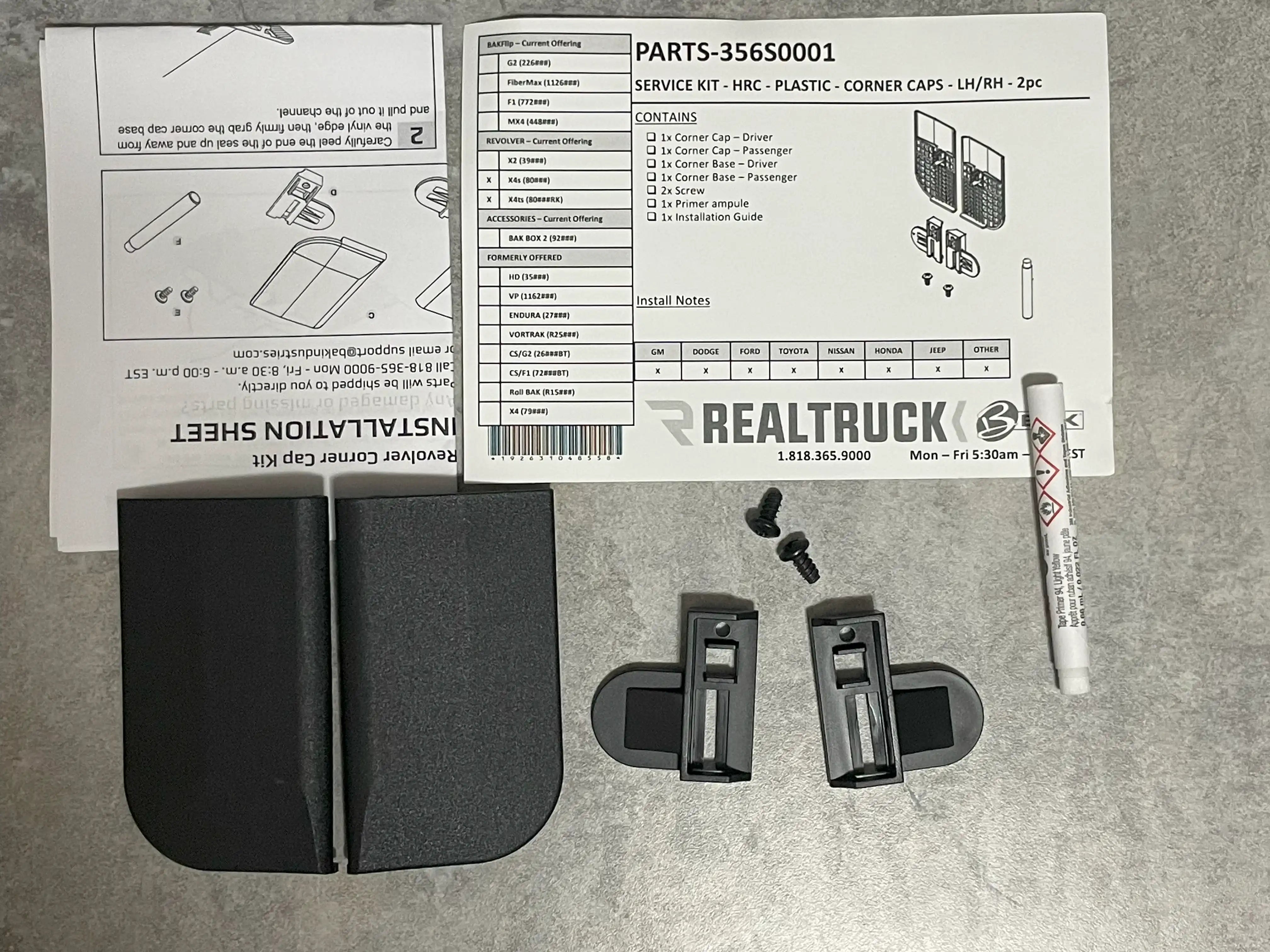 BAK Industries PARTS-356S0001 Plastic Corner Caps 2 Pc Questions & Answers