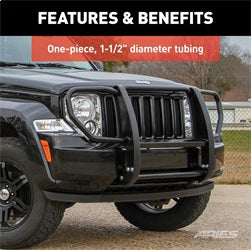 ARIES 1051 - 1-1/2-Inch Black Steel Grille Guard, No-Drill, Select Jeep Liberty