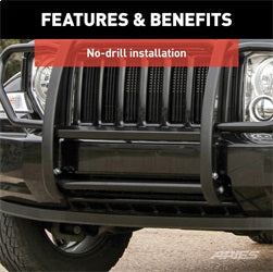 ARIES 1051 - 1-1/2-Inch Black Steel Grille Guard, No-Drill, Select Jeep Liberty