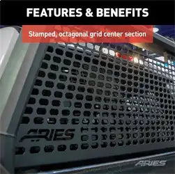 ARIES 1110105 - AdvantEDGE Black Aluminum Headache Rack, Select Silverado, Sierra 2500, 3500 HD