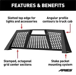ARIES 1110109 - Switchback Black Aluminum Headache Rack, Select Chevrolet Colorado, GMC Canyon