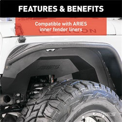 ARIES 1500201 - Black Aluminum Front Jeep Wrangler JK Fender Flares