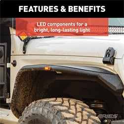 ARIES 1500240 - Jeep Fender Flare LED Side Marker Lights, DOT-Approved