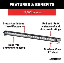 ARIES 1501264 - 30 Single-Row LED Light Bar (14,800 Lumens)