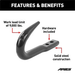 ARIES 15600TW - Truck, Jeep Bolt-On Bumper Tow Hook, 9,000 lbs Work Load