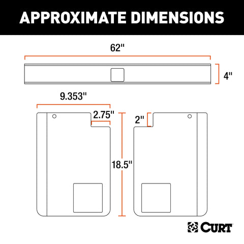 CURT 15903 Universal Weld-On Trailer Hitch, 2 Receiver (18 to 60 Frames, 11-1/2 Drop)