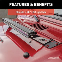ARIES 15913 - Jeep Wrangler TJ Hood Light Brackets, LEDs Sold Separately