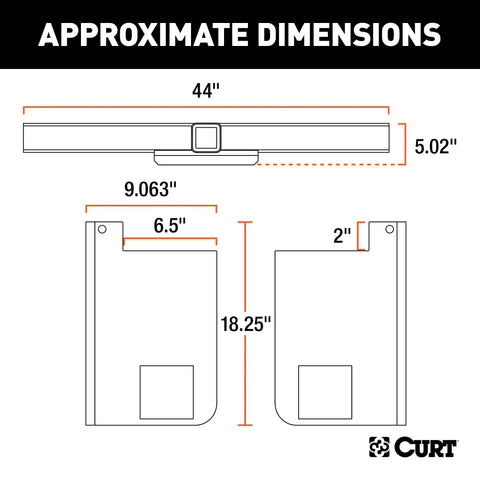 CURT 15924 Class 5 Weld-On Hitch, 2-1/2-Inch Receiver, 44-In Frames, 18 Drop