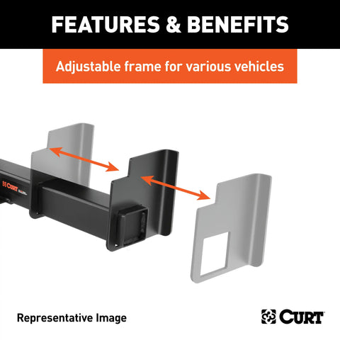 CURT 15925 Universal Weld-On Trailer Hitch, 2-1/2 Receiver (Up to 62 Frames, 9 Drop)