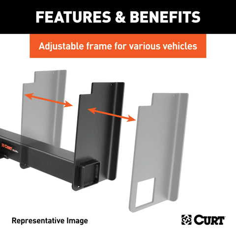 CURT 15926 Class 5 Weld-On Hitch, 2-1/2-Inch Receiver, 62-In Frames, 18 Drop