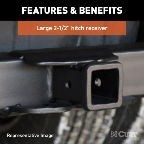 CURT 15926 Class 5 Weld-On Hitch, 2-1/2-Inch Receiver, 62-In Frames, 18 Drop
