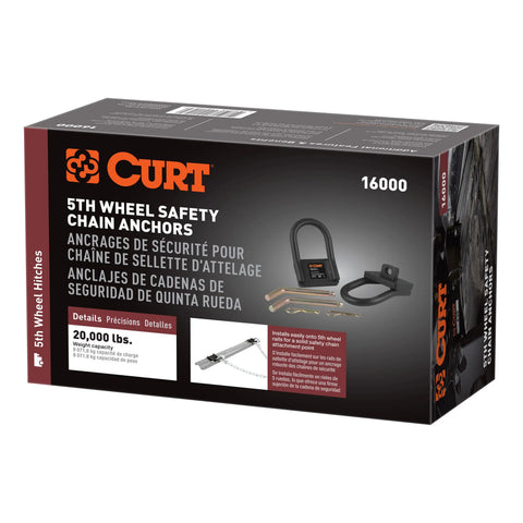 CURT 16000 - 5th Wheel Hitch Safety Chain Anchors Fits Industry-Standard Rails