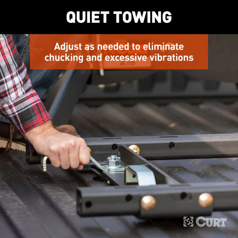 CURT 16027 Puck System 5th Wheel Adapter with Rails, Select Chevy, Ford, GMC, 25K