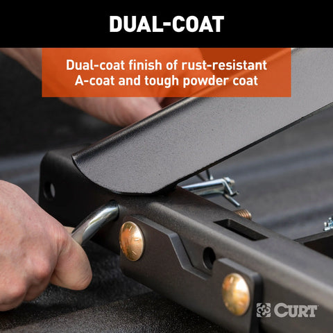 CURT 16027 Puck System 5th Wheel Adapter with Rails, Select Chevy, Ford, GMC, 25K