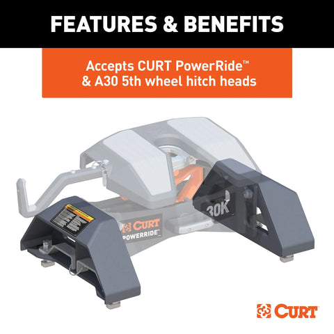 CURT 16030 Puck 5th Wheel Legs, Select Silverado, Sierra HD, 8' Bed, 30K, Teridium Grey