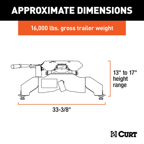 CURT 16033 A16 5th Wheel Hitch, Select Ford F-250, F-350, F-450, 8' Bed Puck System