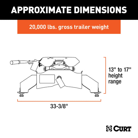CURT 16034 A20 5th Wheel Hitch, Select Ford F-250, F-350, F-450, 8' Bed Puck System