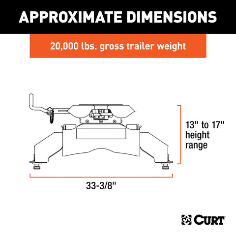 CURT 16035 Q20 5th Wheel Hitch, Select Ford F-250, F-350, F-450, 8' Bed Puck System
