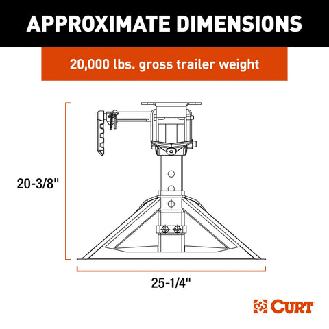 CURT 16051 CrossWing 20K 5th Wheel Hitch with Bed Protectors for 2-5/16 Gooseneck