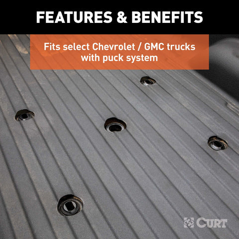 CURT 16061 E16 5th Wheel Hitch, Select Silverado, Sierra 2500, 3500 HD, 8' Bed Puck System