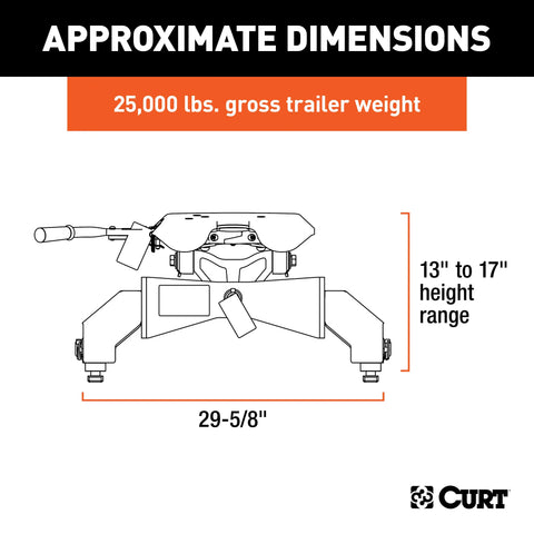 CURT 16066 A25 5th Wheel Hitch, Select Silverado, Sierra 2500, 3500 HD, 8' Bed Puck System