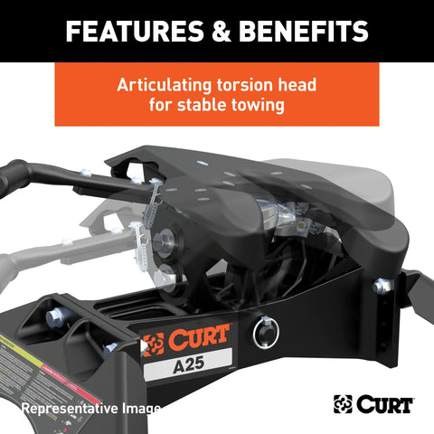 CURT 16066 A25 5th Wheel Hitch, Select Silverado, Sierra 2500, 3500 HD, 8' Bed Puck System
