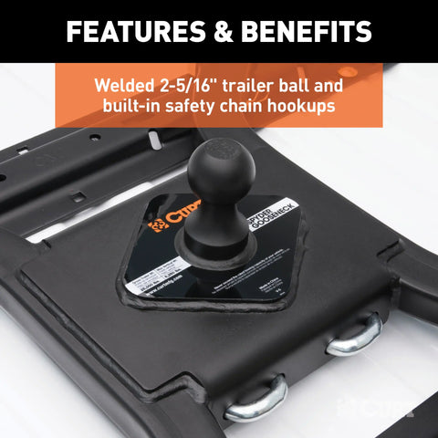 CURT 16085 Spyder 5th Wheel Rail Gooseneck Hitch with 2-5/16 Ball, 25K