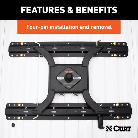 CURT 16085 Spyder 5th Wheel Rail Gooseneck Hitch with 2-5/16 Ball, 25K