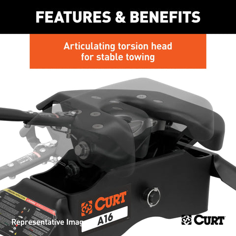 CURT 16091 A16 5th Wheel Hitch, Select Silverado, Sierra 2500, 3500 HD, 8' Bed Puck System