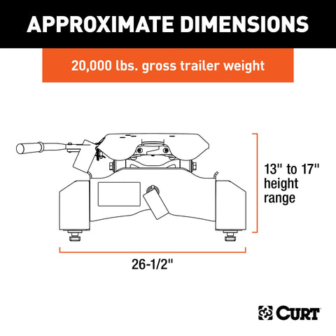CURT 16092 A20 5th Wheel Hitch, Select Silverado, Sierra 2500, 3500 HD, 8' Bed Puck System
