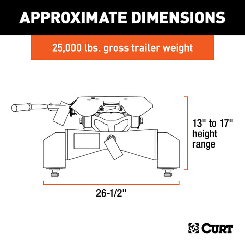 CURT 16093 A25 5th Wheel Hitch, Select Silverado, Sierra 2500, 3500 HD, 8' Bed Puck System