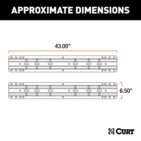 CURT 16104 Industry-Standard 5th Wheel Hitch Rails, Gloss Black, 25,000 Pounds