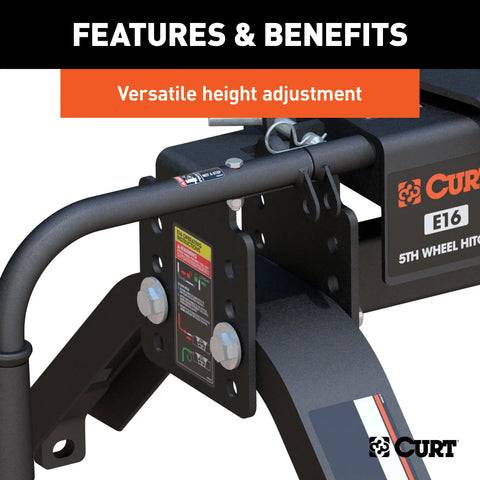 CURT 16115 E16 5th Wheel Hitch, 16,000 lbs