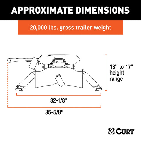 CURT 16140 A20 5th Wheel Hitch, 20,000 lbs