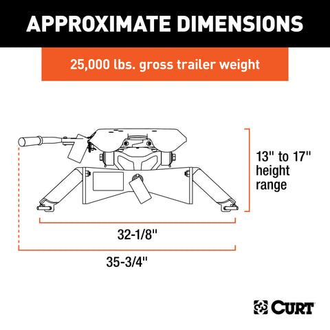 CURT 16180 A25 5th Wheel Hitch, 25,000 lbs