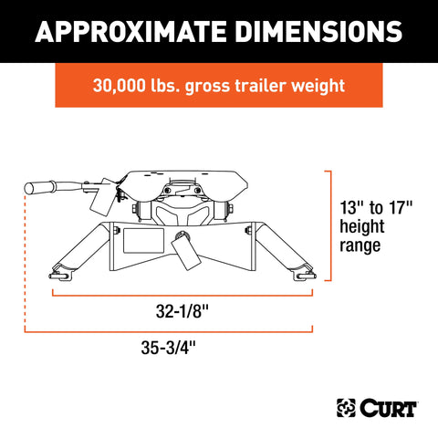 CURT 16190 A30 5th Wheel Hitch, 30,000 lbs