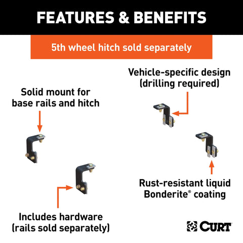 CURT 16300 Semi-Custom 5th Wheel Brackets, Select Ford F-150
