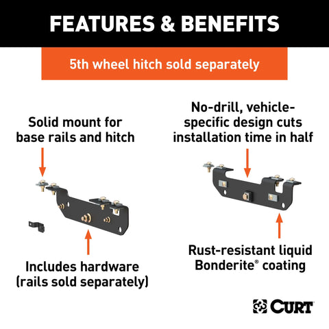 CURT 16424 Custom 5th Wheel Brackets, Select Ford F-250, F-350, F-450 Super Duty
