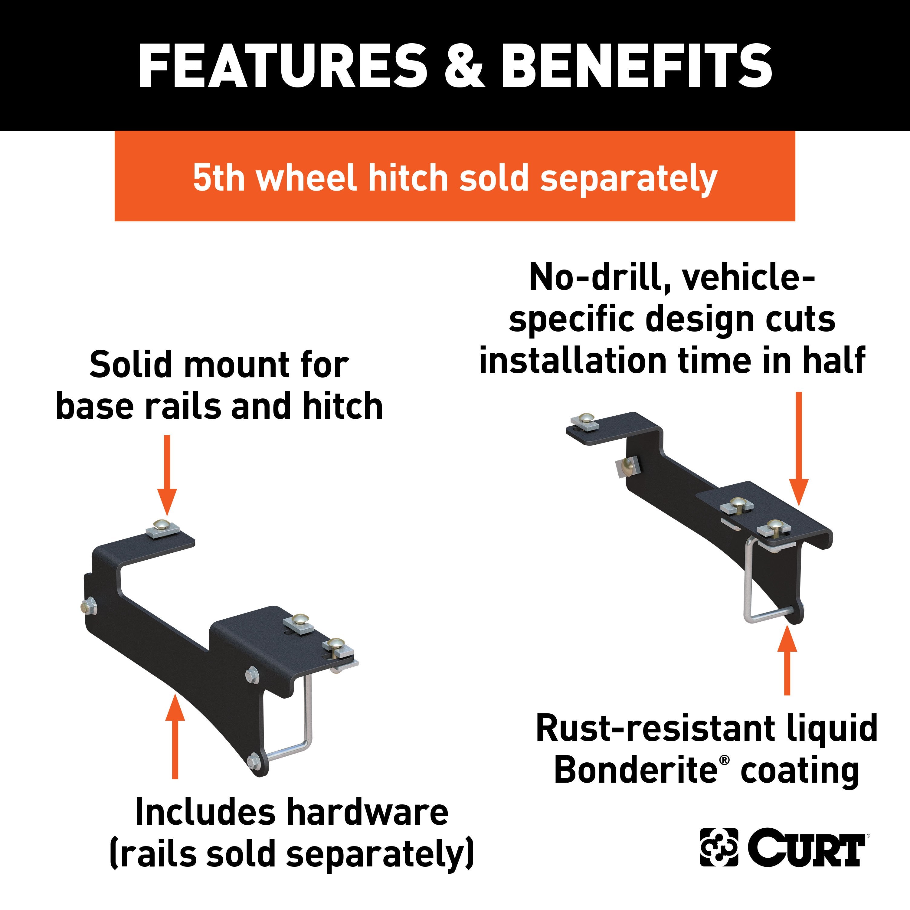 ★Nammy★ CURT 16429 Custom 5th Wheel Brackets, Select Chevrolet Silverado