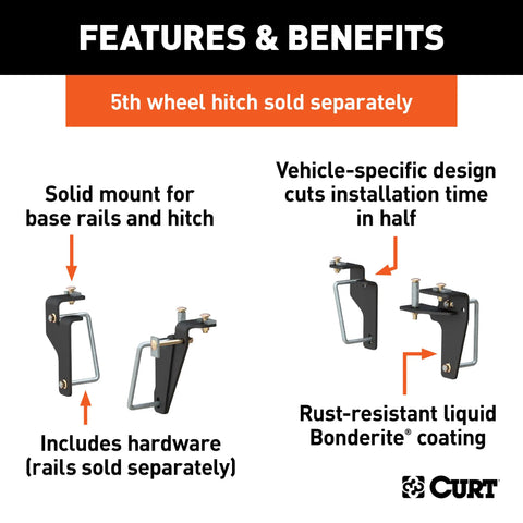 CURT 16430 5th Wheel Installation Brackets, Select Ram 2500, 3500