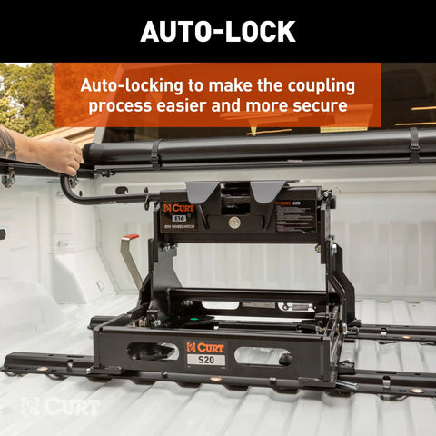 CURT 16511 E16 5th Wheel Slider Hitch for Short Bed Trucks, 16,000 lbs