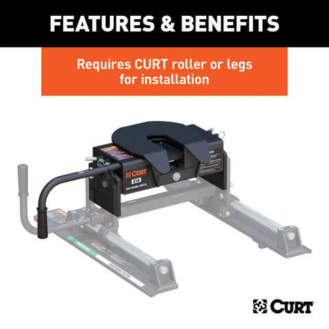 CURT 16515 E16 5th Wheel Hitch Head Only, Legs or Roller Required, 16,000 lbs