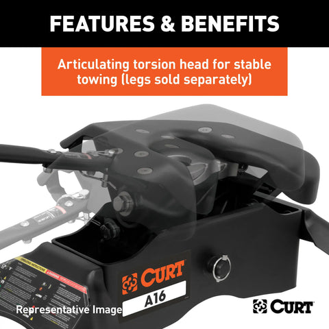 CURT 16520 - A16 5th Wheel Hitch Head Only Legs or Roller Required 16000 lbs
