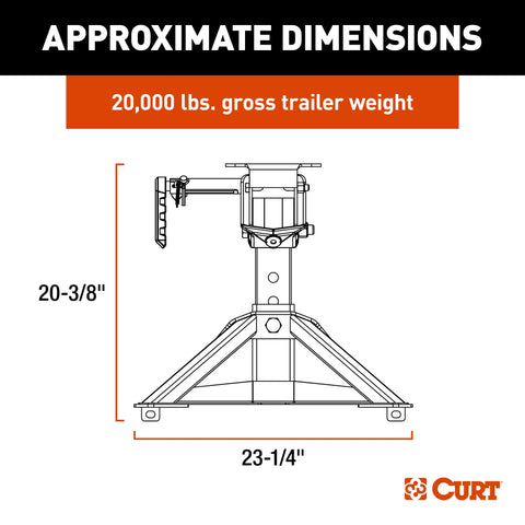 CURT 16600 CrossWing Lightweight 5th Wheel Hitch, 20,000 lbs.