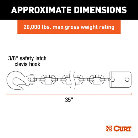 CURT 16613 - CrossWing 5th Wheel Safety Chain Assembly
