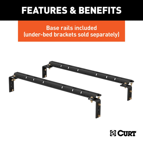 CURT 16621 A16 Sliding 5th Wheel Hitch with Rails, 16,000 lbs.