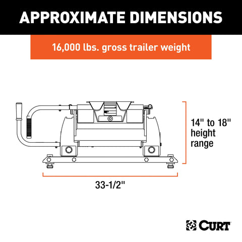 CURT 16674 E16 Sliding 5th Wheel Hitch, Select Ford F250, F350, F450, 6.75' Bed Puck System