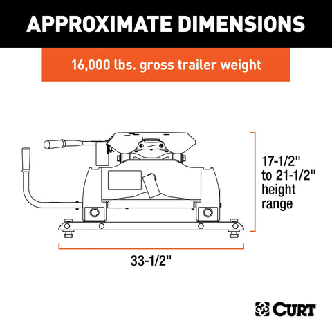 CURT 16675 A16 Sliding 5th Wheel Hitch, Select Ford F250, F350, F450, 6.75' Bed Puck System