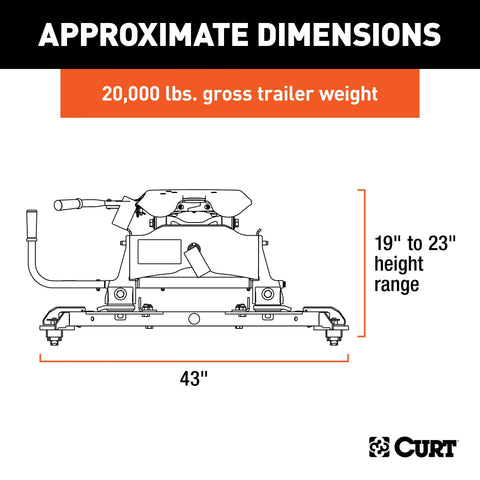 CURT 16686 A20 Sliding 5th Wheel Hitch, 20K, Select Ram 2500, 3500, 6.5' Bed Puck System