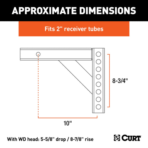 CURT 17120 Weight Distribution Shank (2 Shank, 5-5/8 Drop, 8-7/8 Rise)